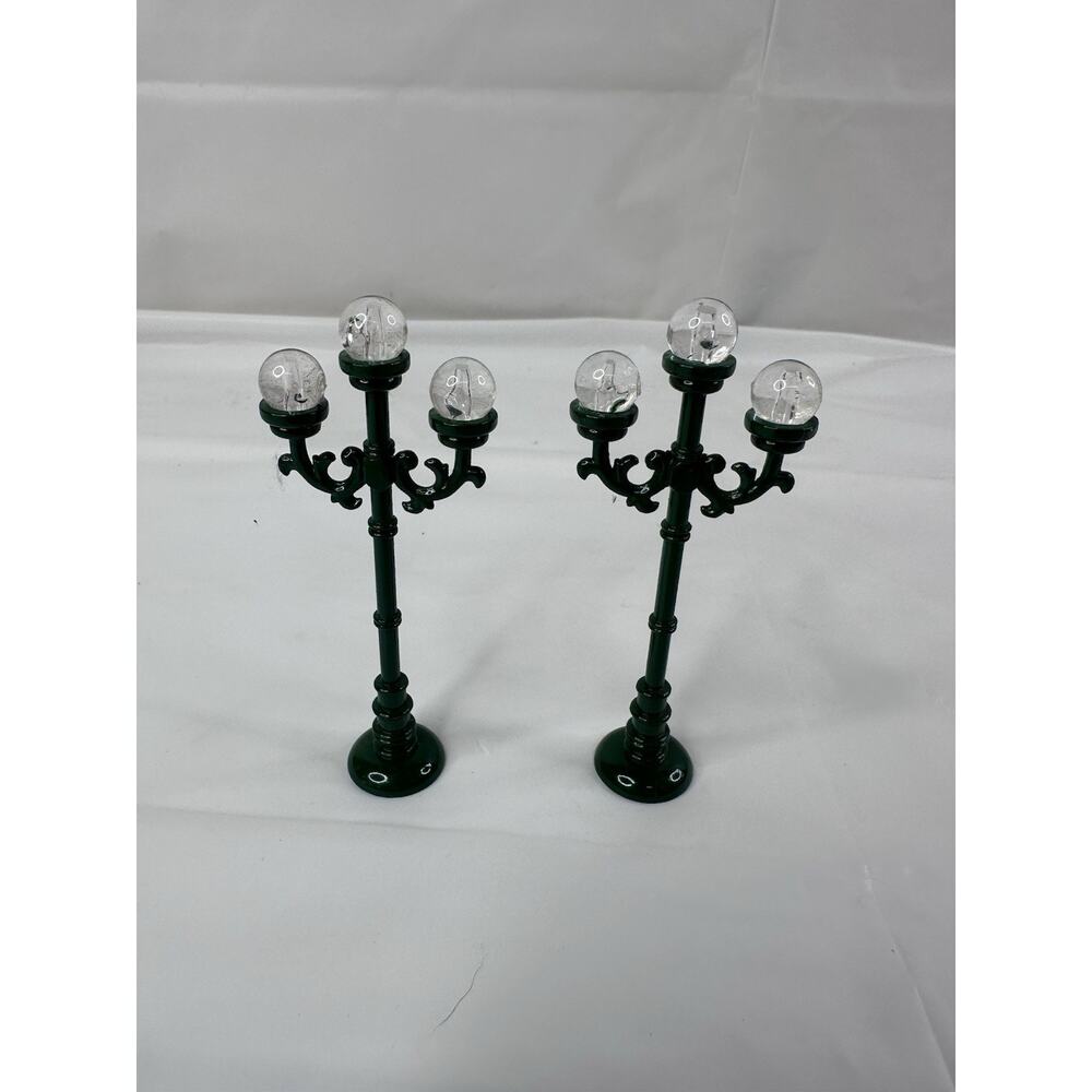 Christmas Village Street Road Lamp Post Holiday Accessories Set Of 2